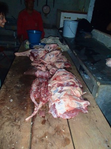 The lamb before being cooked--Liz and Nick were crazy enough to pick up the heads!!!