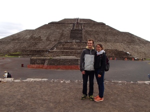 In front of the Pyramid of the Sun